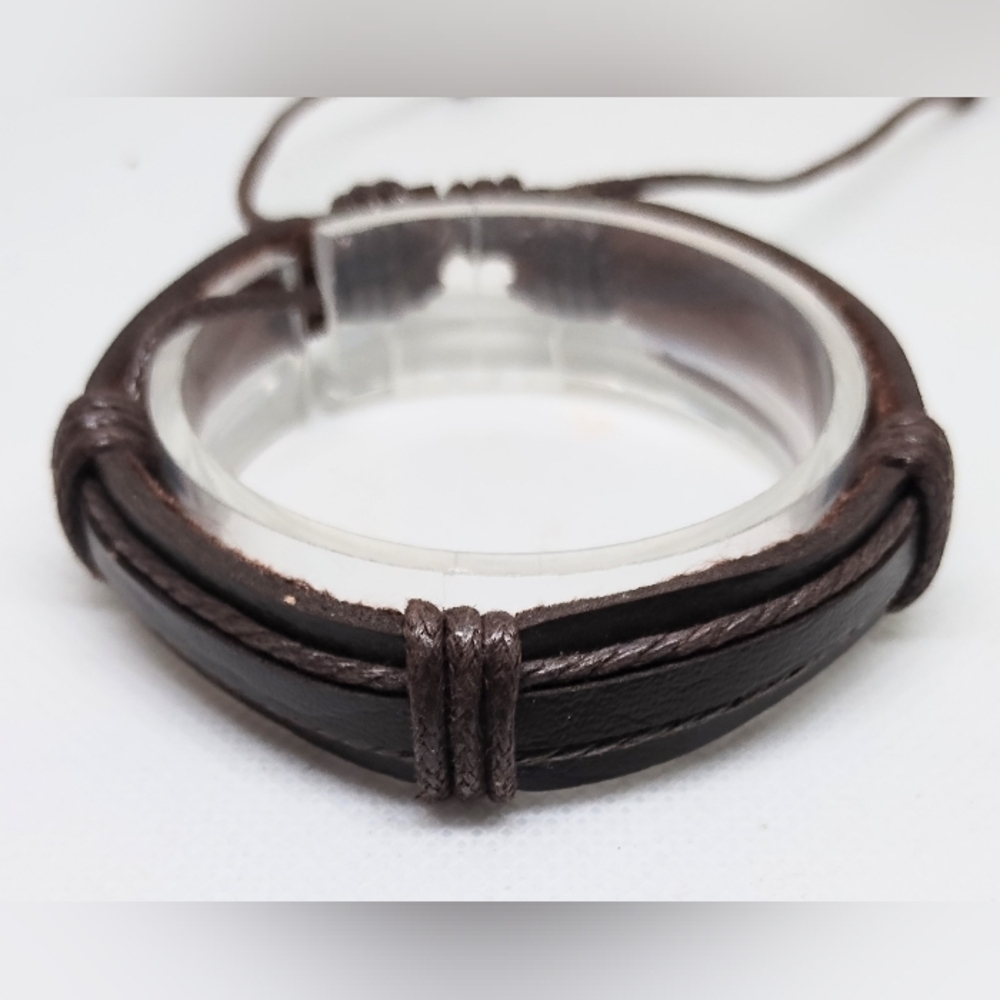 Men's Bracelet Leather Layered Brown New f39